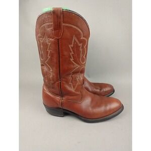 Vtg. Double H Mens Brown Leather Western Cowboy Boots 1559 Round Toe Size 10 EE
